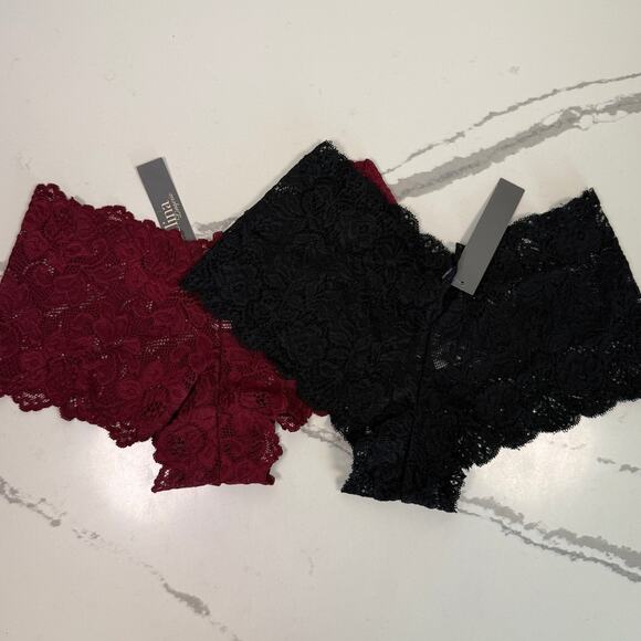 NWT Zelina Lingerie Underwear Panties Women's Size Medium Wine Red / Black - Picture 3 of 10